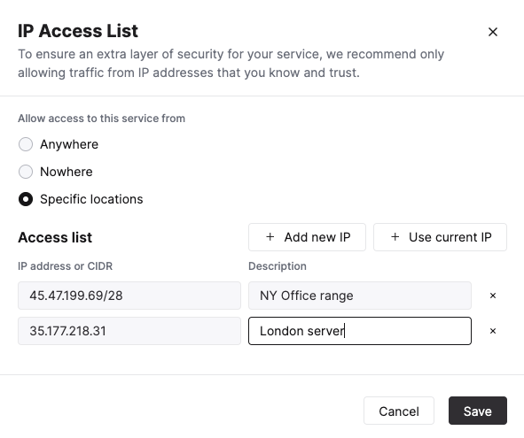 Добавление одного IP-адреса в список доступа в ClickHouse Cloud